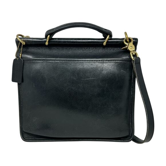 Vintage COACH WILLIS Black Leather Crossbody Satchel Bag Purse Brass 9927 - Picture 15 of 16